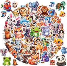 100 Pcs Big Eyes Cute Animal Stickers Bulk for Kids Classroom Boys Girls.Waterpr picture