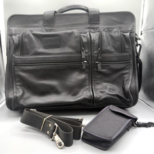 Tumi Large Napa Black Leather Alpha Briefcase WW80003  Inc Ex Strap + Case VTG picture