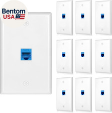 10 Pack Ethernet Wall Outlet Cat6 Plate RJ45 Keystone Jack Gifts Network Blue 1 picture
