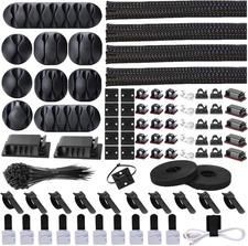 Cord Management Organizer Kit 4 Cable Sleeve Split with 41Self Adhesive Clips Ho picture