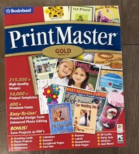 Broderbund PrintMaster Gold 16 + Bonus Click Art Fonts 2. PC CD picture