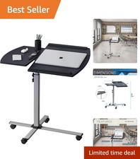Elegant Adjustable Height Rolling Laptop Cart with Tilting Desktop for Home O... picture