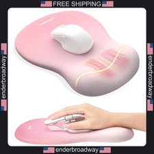 TECKNET Mouse Pad with Wrist Rest, Concave Memory Foam Pink Mousepad picture
