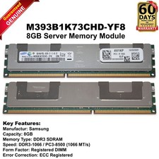 Samsung 8GB 1066MHz DDR3 PC3-8500R 4Rx8 1.35V Server Memory RAM M393B1K73CHD-YF8 picture