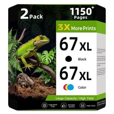 67XL Ink Cartridges Black/Color Combo Pack Replacement for HP Ink 67 XL 2PK picture