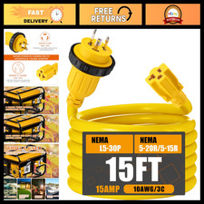 15FT 30A to 15A Marine Shore Power Adapter Extension Cord - Heavy Duty, Waterpro picture