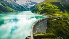 Landscape nature water dam mountains grass snowy Custom Gaming Mat Desk picture