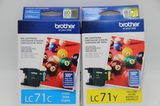 NEW Genuine Brother LC71C Cyan + LC71Y Yellow Ink Cartridges LC71 picture