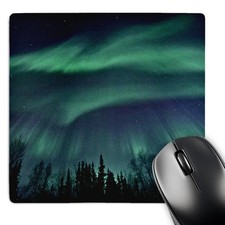 3D Rose Northern Lights Green Dark Blue Night Sky Mouse Pad 8x8x0.25 Inches picture