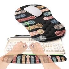 2In1 Ergonomic Wave Rise Keyboard Wrist Rest Mouse Pad Cushion Cat Claws picture