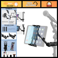 Adjustable Tablet Holder Clip-on Phone Mount for Mic Stand - Fits 4.7-12.9