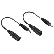 2Pcs DC 5.5 x 2.1mm Female to 3 x 1.1mm Male Extension Cable Adapter Cord Black picture