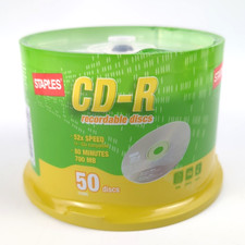 STAPLES CD-R 700MB 80-Min 52x Speed 50 Pack Spindle NEW Sealed Blank Discs picture