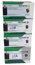 LOT OF 4 Genuine Lexmark Toner Black 70C1XK0, 2 Magenta 70C1XM0, Yellow 70C1XY0 picture