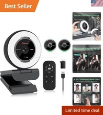 High-Definition Webcam with 5X Digital Zoom & Adjustable Ring Light - USB Ready picture