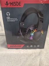 MISDE A66 Gaming Headset Stereo Headphones Black Multicolor USB Mic Luminous picture