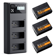K&F CONCEPT 3-Pack LP-E17 Battery and Upgraded 3-Slot LCD Charger Compatible ... picture