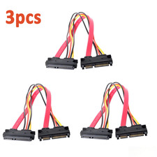 3PCS SATA 22-Pin (7+15 Pin )Combo Cable Male to Female for Computer Build Repair picture