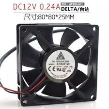 Delta AFB0812H 8025 DC12V 0.24A 8CM 2-Wire Dual Ball Cooling Fan picture