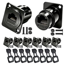 CAT6 RJ45 D type metal panel mount female socket connector 8Pack picture