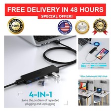 USB Hub 3.0 4-Port Splitter with 4ft Extension Cable for Laptop, Desktop, Mac, picture