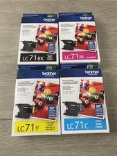 4 New Genuine Brother LC71 BK M Y C Ink Cartridges. All Colors And Black picture