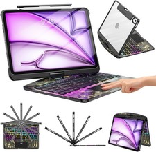 Futuristic Clear Keyboard Case -iPad Air 13 (M4/M3/M2) & iPad Pro 12.9 (3rd-6th) picture