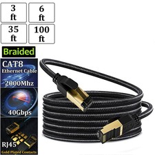Cat 8 Braided Ethernet Cable RJ45 Super Speed 40Gbps 2000Mhz LAN Network Lot picture