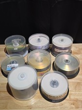 Lot of 8 Mixed Blank CD‑R & DVD‑R Spindles – Various Brands – Partially Full – U picture