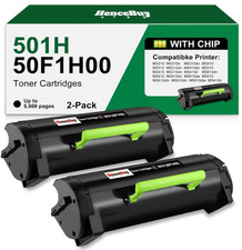50F1H00 2 Pack Black Toner Cartridge for Lexmark MS310 MS410 MS510 MS610 picture