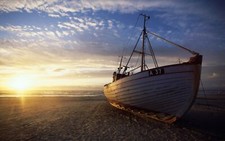 Landscape nordic s boat vehicle coast beach sky Custom Gaming Mat Desk picture