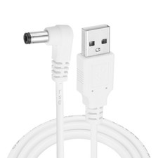 2Pcs 3.3ft USB A Type 5.5 x 2.1mm L-Shaped Head Power Connector White picture