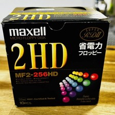 NIB NOS 10 Pack Maxell MF2-256 3.5” Floppy Disks 2HD Super RDII Made in Japan(?) picture