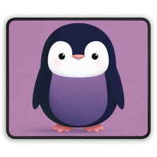 Cute Purple Penguin Gaming Mouse Pad | Kawaii Animal Desk Mat picture