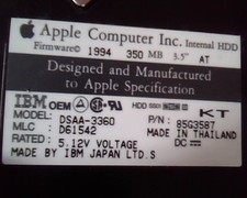 Hard Drive Disk IDE AT Apple IBM DSAA-3360 D61542 85G3587 3.5 PA9 picture