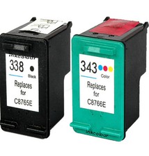 2 Non-OEM Replaces Fit For HP 338 343 Deskjet 5740 5743 5745 Ink Cartridges picture