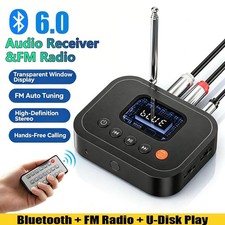 Bluetooth 6.0 Audio Receiver 3.5mm AUX RCA Wireless Adapter FM Radio with Remote picture