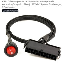 CRJ 24-Pin ATX Jumper Cable - 24 inch (60cm), Black Sleeved - RED LED Switch Pow picture