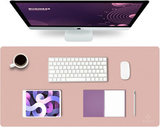 Premium Leather Desk Mat and Mouse Pad - Pink (31.5