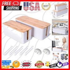 2 Pack Large Cable Management Box – Wooden Style Cord Organizer and Cover for... picture