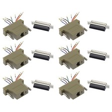 6x 25-Pin DB25 Male to RJ45 8P8C Network 28AWG Modular Converter Adapter Ivory picture