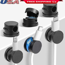 360 Degree Rotatable Cable Clips Strong Adhesive Cord Organizer Home Office New picture