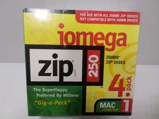 Iomega 250MB Zip Disks 4 Pack PC Formatted SEALED PACK OF 4 picture