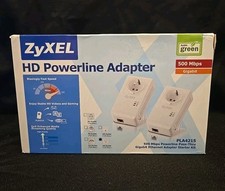 ZyXel HD Powerline Pass-Thru Ethernet Network LAN Adapters Pair PLA4215 500 Mbps picture