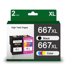 VINKVINK 667XL Black and Color 2 Pack for HP Deskjet 1275 2375 2775 6075 6475 picture