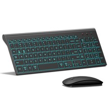 Wireless Backlit Keyboard Mouse Combo Slim 2.4G Silent 2400DPI Matte Black picture