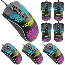 8 Pack RGB LED Optical USB Wired Ergonomic Computer Office School Mice Mouse Kit picture