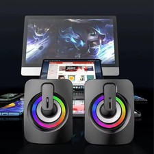 HIFI Stereo USB Wired Computer Speakers RGB LED Light PC Desktop Gaming Laptop picture