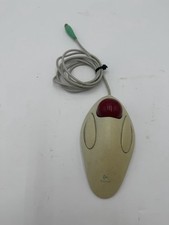 Vintage Logitech TrackMan Marble Mouse T-CH11 PS/2 Red Trackball Untested picture