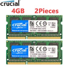 Crucial 8GB Kit 2 x 4GB DDR3 1600MHz PC3-12800 Laptop RAM Sodimm Memory 1.5V  picture